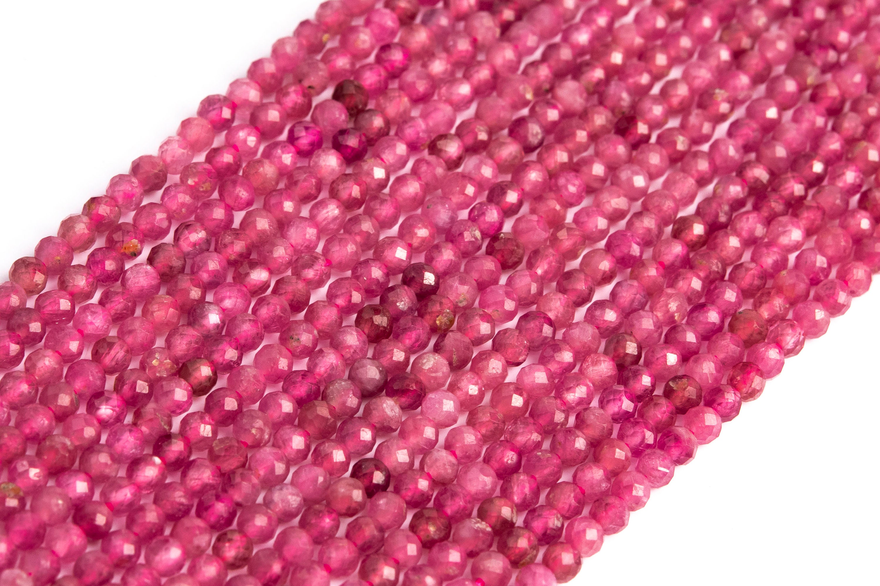 Genuine Natural Pink Tourmaline Loose Beads Brazil Grade Aaa Faceted Round Shape 3mm