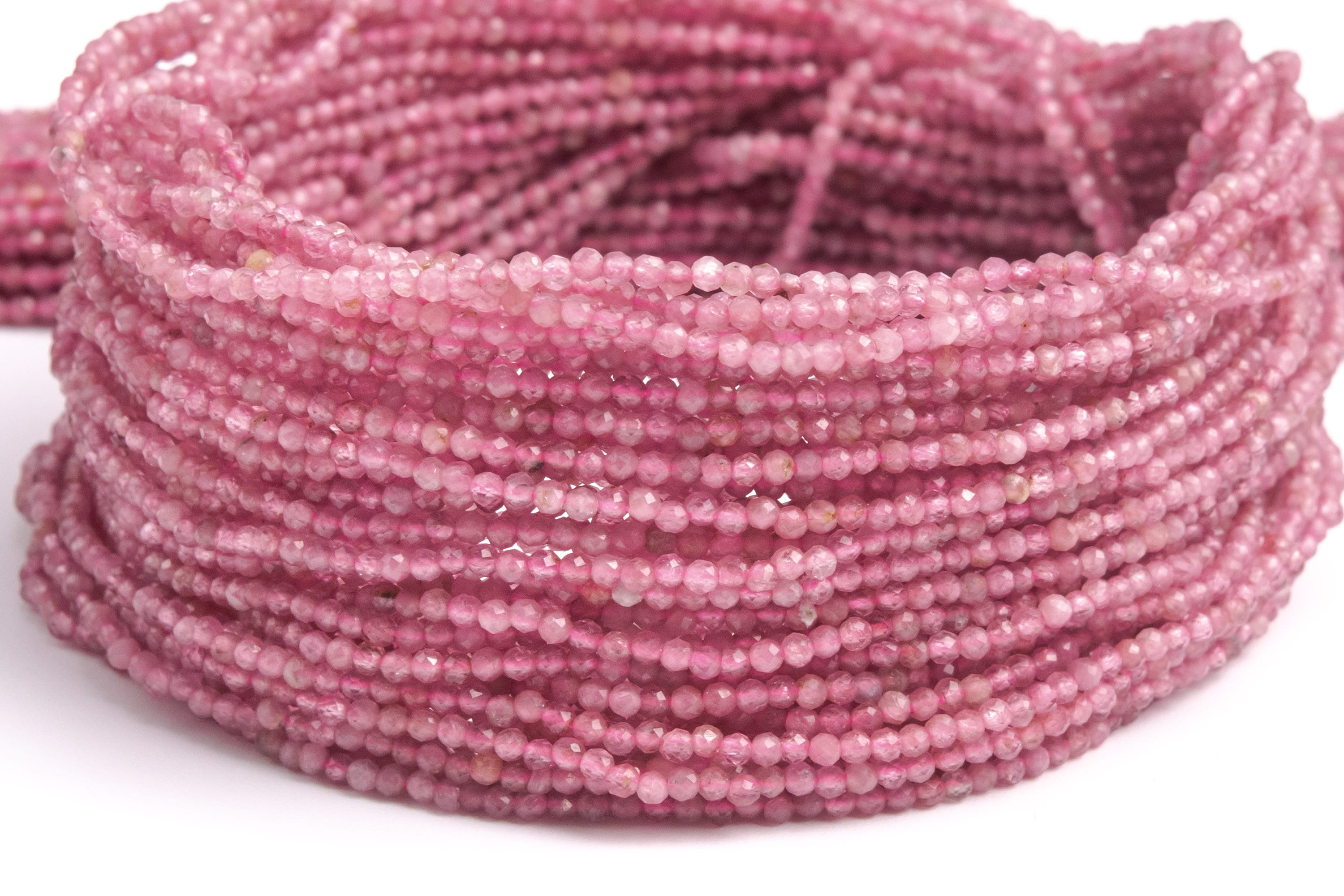 Natural Pink Tourmaline Gemstone Grade Aaa Faceted Round 2mm Loose Beads