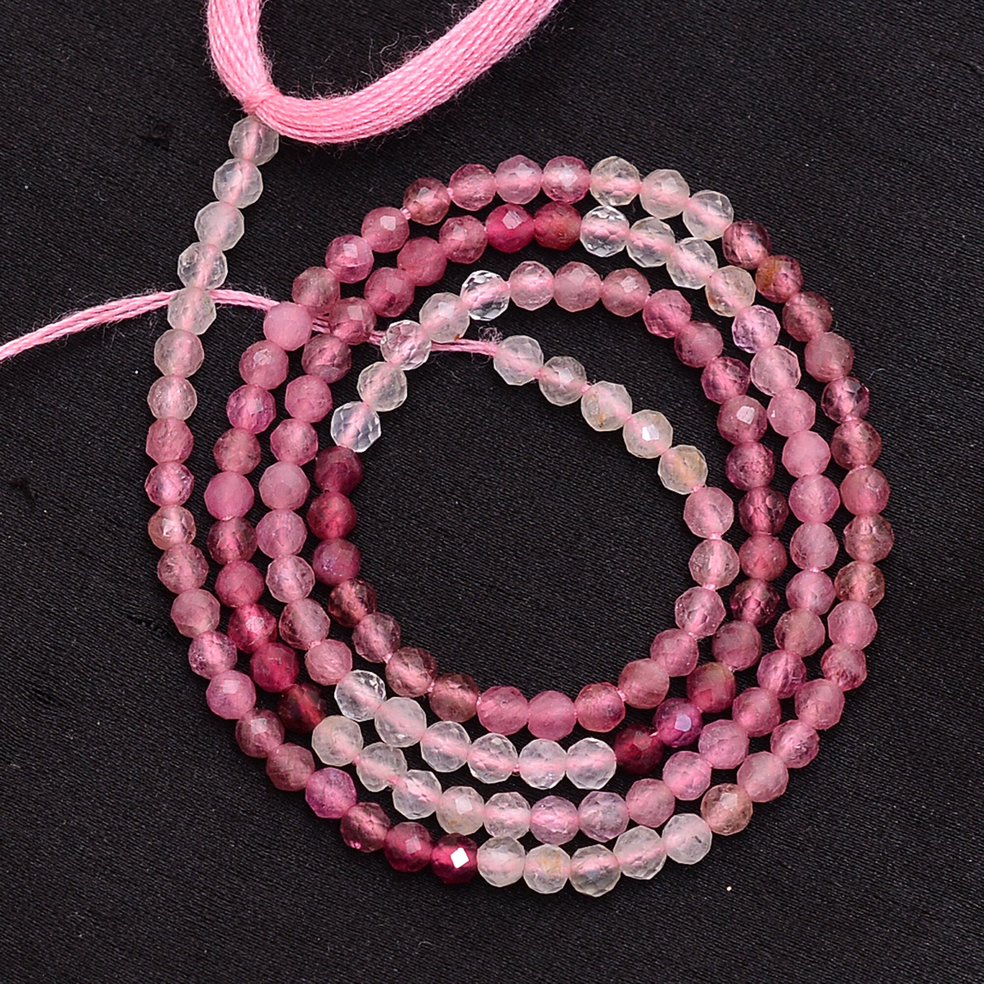 Natural Pink Tourmaline Gemstone 2mm-3mm Micro Faceted Rondelle Beads | 13" Strand | Aaa+ Multi Pink Tourmaline Semi Precious Gemstone Beads
