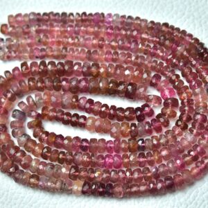 Natural Pink Tourmaline Rondelle Beads 3.5mm To 5mm Faceted Rondelle Gemstone Beads Tourmaline Beads Wholesale Beads 16 Inch Strand No139