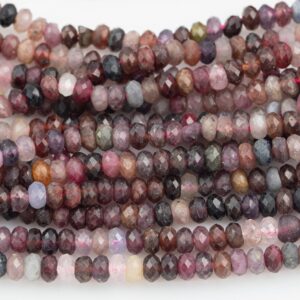 Faceted Natural Pink Tourmaline Rondelle 2x4mm Beads Diamond Cut Gemstone 15.5" Strand