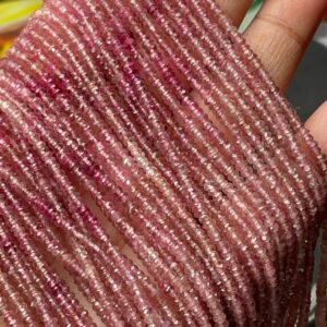 Natural Pink Tourmaline Shaded Micro Faceted Rondelle Gemstone Beads Size 2-2.5 mm, Tourmaline Length 13 Inches Strand An Amazing Item