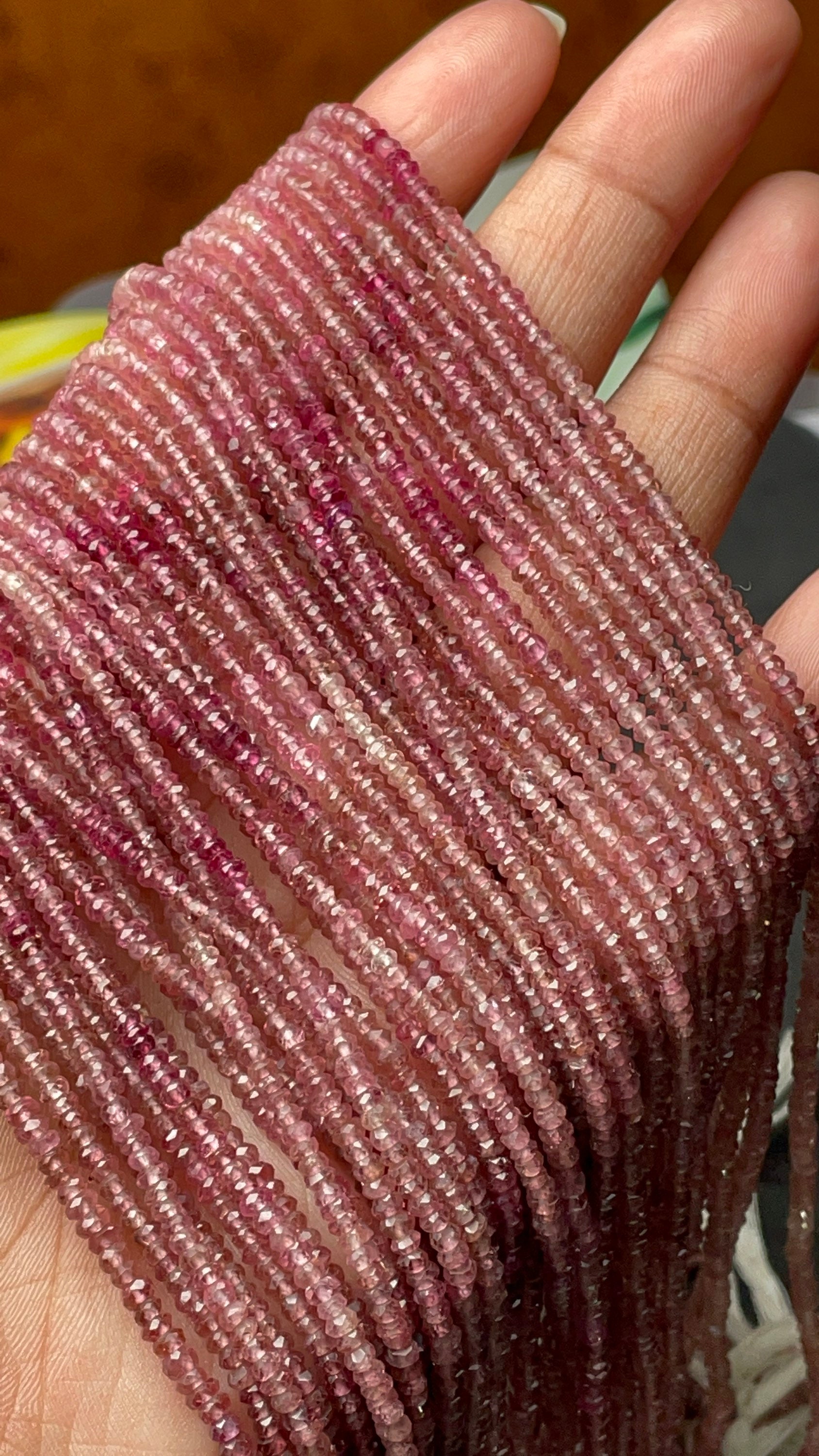 Natural Pink Tourmaline Shaded | 2-2.5 Mm Micro Faceted Rondelle Gemstone Beads | Tourmaline Beads | Length 13 Inches Strand An Amazing Item