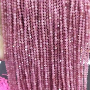 New Brand Pink Tourmaline 3mm Micro Faceted Beads, Pink Stone Beads 15 Inches Strand, Tourmaline Beads