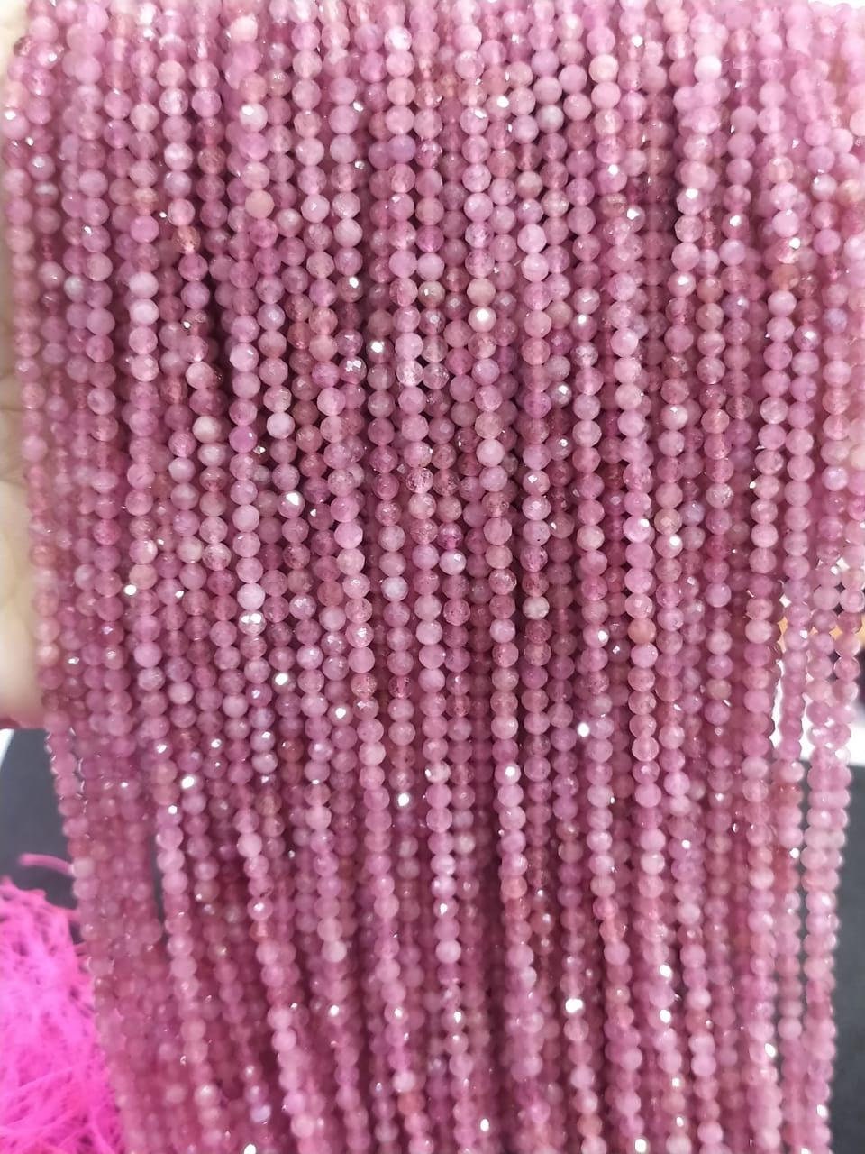 New Brand Pink Tourmaline 3mm Micro Faceted Beads, Pink Stone Beads 15 Inches Strand, Tourmaline Beads