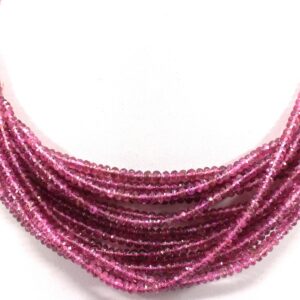 Faceted Pink Tourmaline Rondelle Beads: Natural Gemstone Strand (8 Inch)