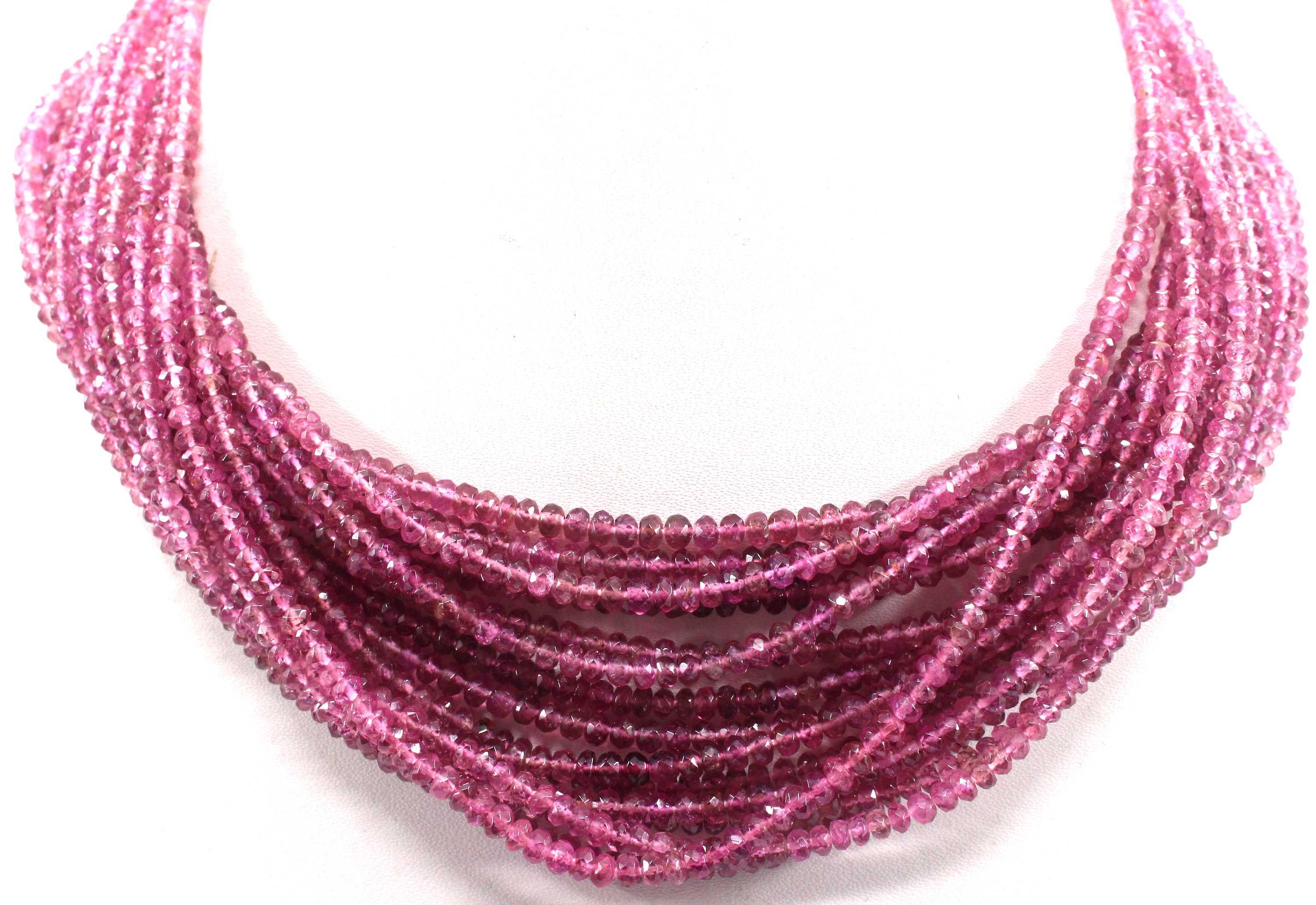 Faceted Pink Tourmaline Rondelle Beads: Natural Gemstone Strand (8 Inch)