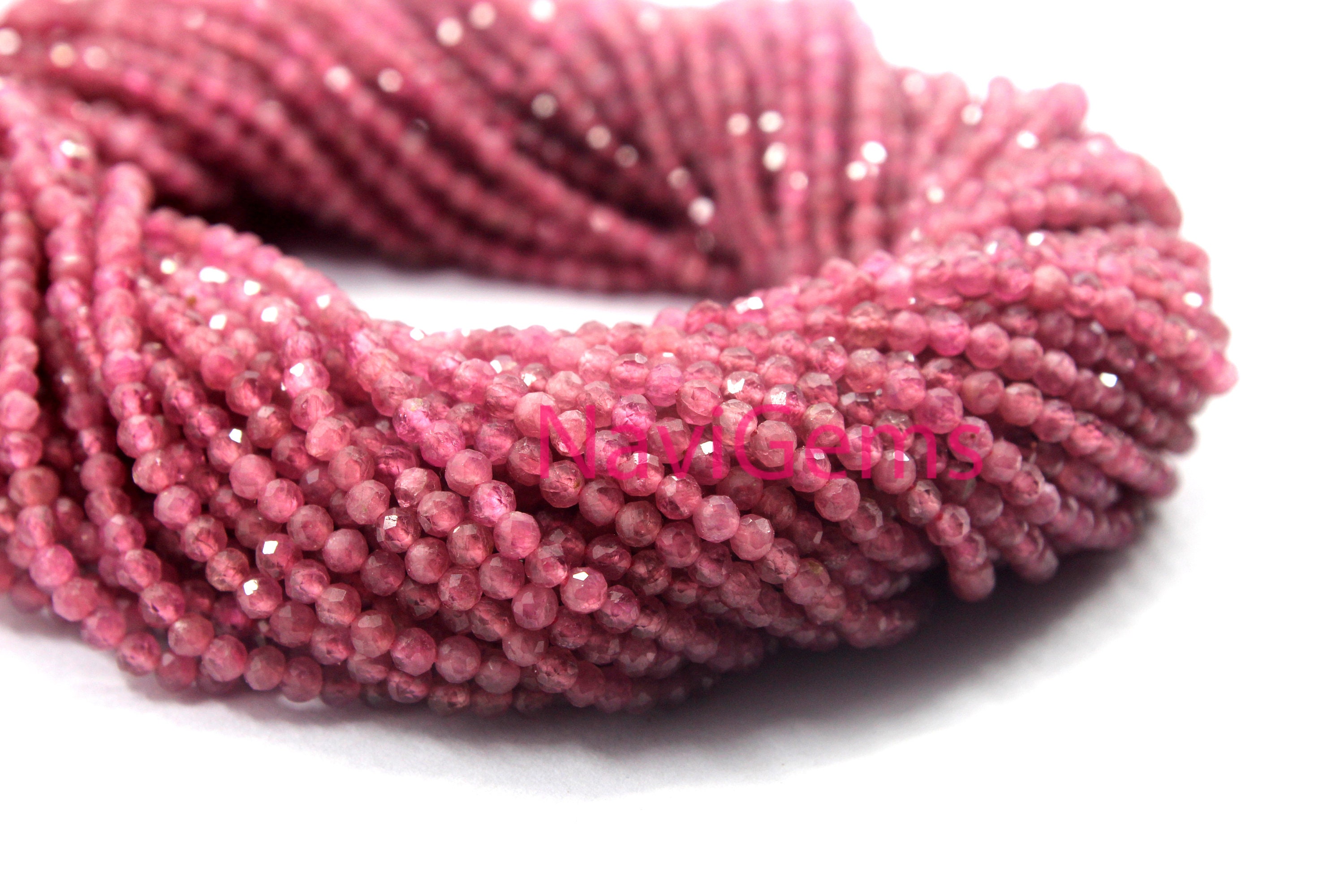 Pink Tourmaline Rondelle Beads: 2.5mm Faceted Gemstone Strand, 13"