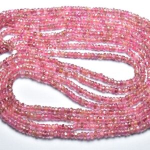 Pink Tourmaline Rondelle Beads - 16 Inches - Natural Super Quality Faceted Shaded Pink Tourmaline Rondelle Strand- Size Is 4 - 5.5 Mm #670