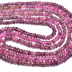Pink Tourmaline Rondelle Beads - 14 inches - Natural Beautiful Faceted Pink Color Tourmaline Rondelle - Size is 3 - 5 mm #2581