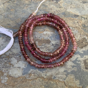 Faceted Pink Tourmaline Rondelles, 3mm, 14 Inch Strand