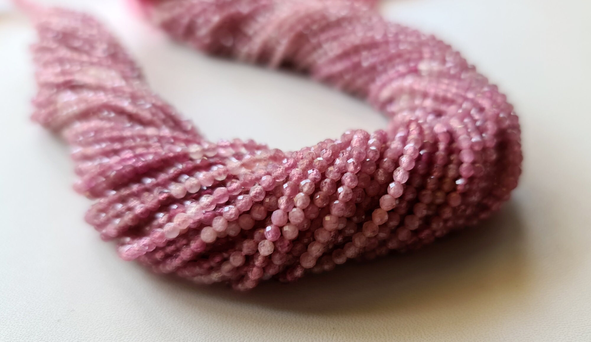 2.5mm Pink Tourmaline Faceted Rondelles Natural Pink Tourmaline Beads Pink Tourmaline For Necklace / Jewelry (1str - 5str Options) - Dga54