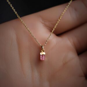 24k Gold Filled Mini Pink Tourmaline Necklace • One-of-a-Kind Raw Gemstones
