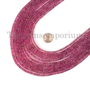 3-5mm Tourmaline Faceted Rondelle Necklace, 11 Layered Natural Pink Tourmaline Beads Necklace, Tourmaline Gemstone Jewelry, Anniversary Gift