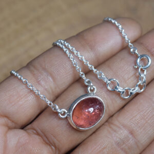 Pink Tourmaline Necklace: 925 Sterling Silver, October Birthstone