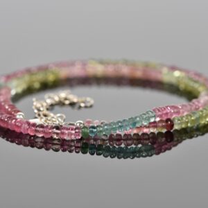AAA Multi Tourmaline Necklace, High Quality Delicate Tourmaline Choker, Blue Green Pink Tourmaline