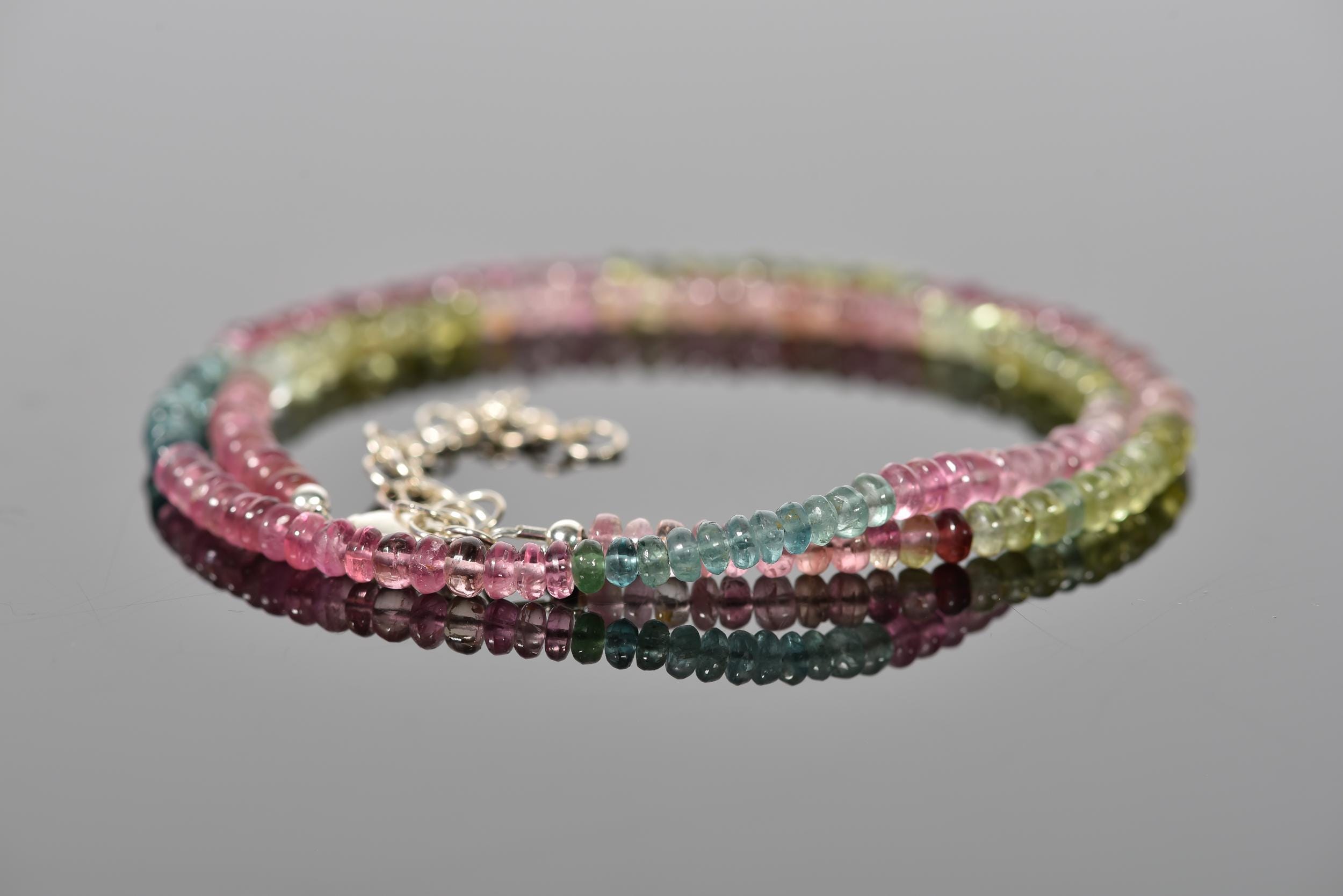 Aaa Multi Tourmaline Necklace, High Quality Delicate Tourmaline Choker, Blue Green Pink Tourmaline