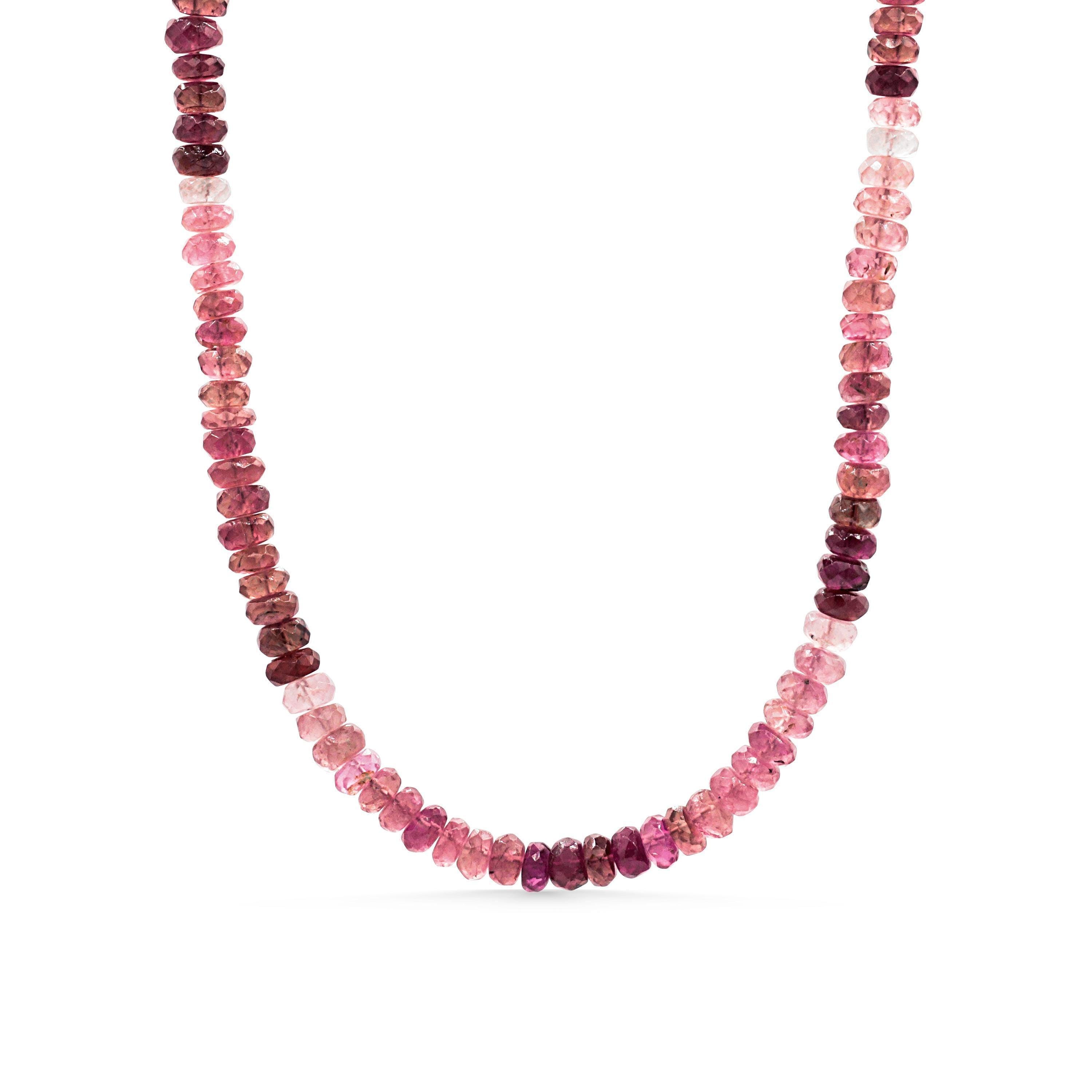 Rose Dawn Pink Tourmaline Ombre Necklace, Solid 14k Gold Necklace, One Of A Kind Tourmaline Necklace, Genuine Pink Tourmaline