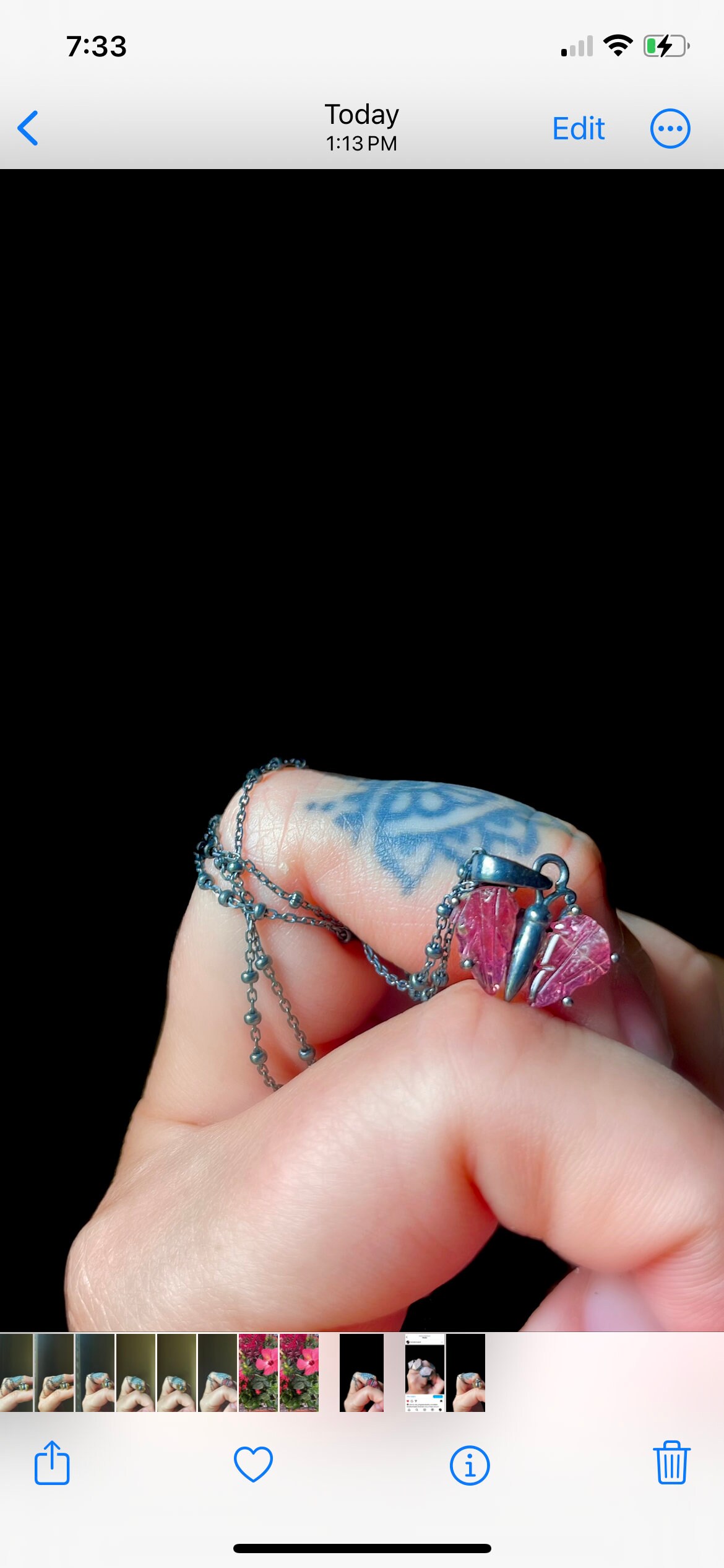 Pink Tourmaline Necklace, Butterfly Necklace