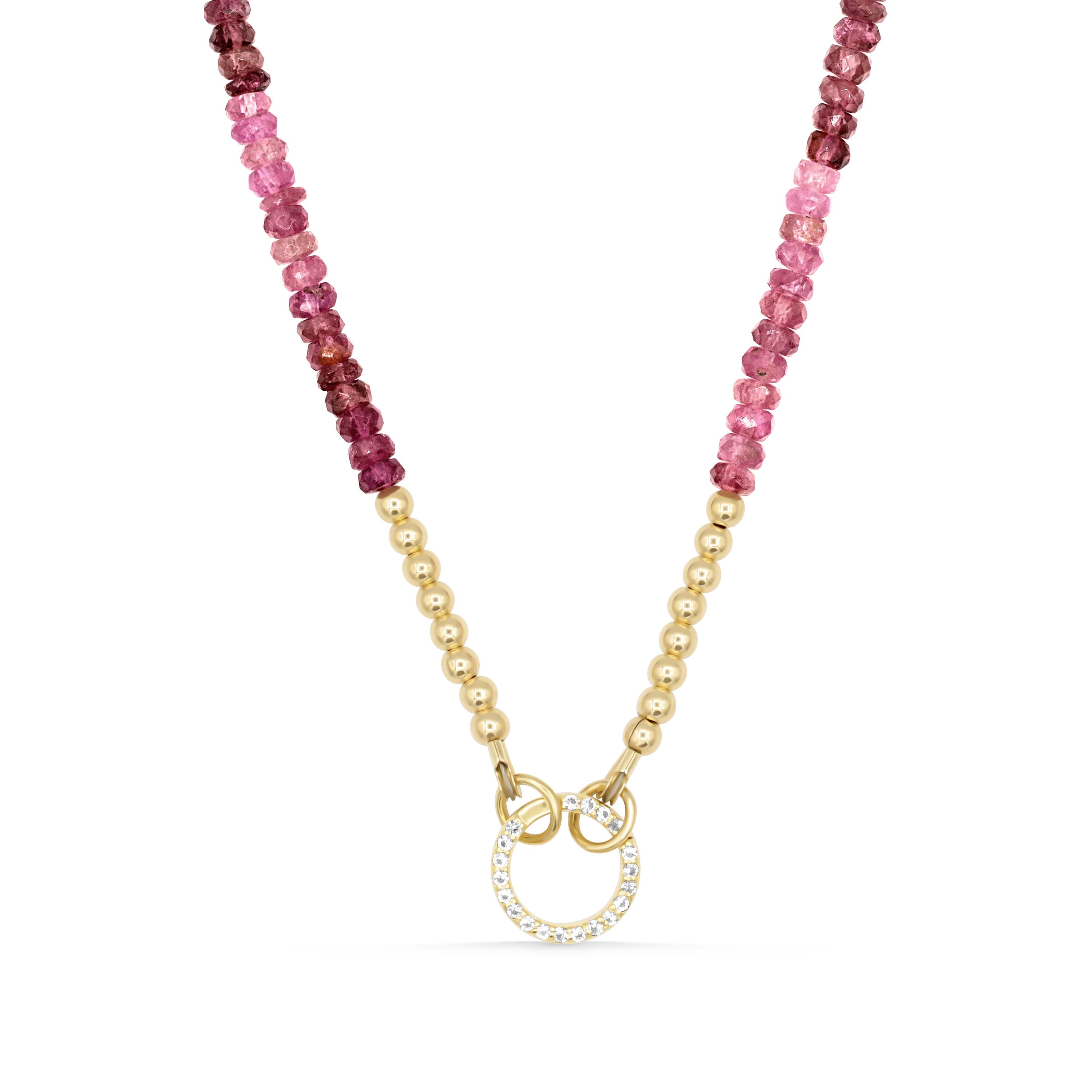 Pink Tourmaline Carabiner Necklace | Aaa+ Pink Tourmaline Necklace | [enpp1501] Pink Gemstone Necklace | Pink Tourmaline Necklace | Necklace