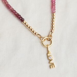 Pink Tourmaline Carabiner necklace | AAA+ Pink Tourmaline necklace | [ENPP1501] Pink gemstone necklace | pink tourmaline necklace | necklace