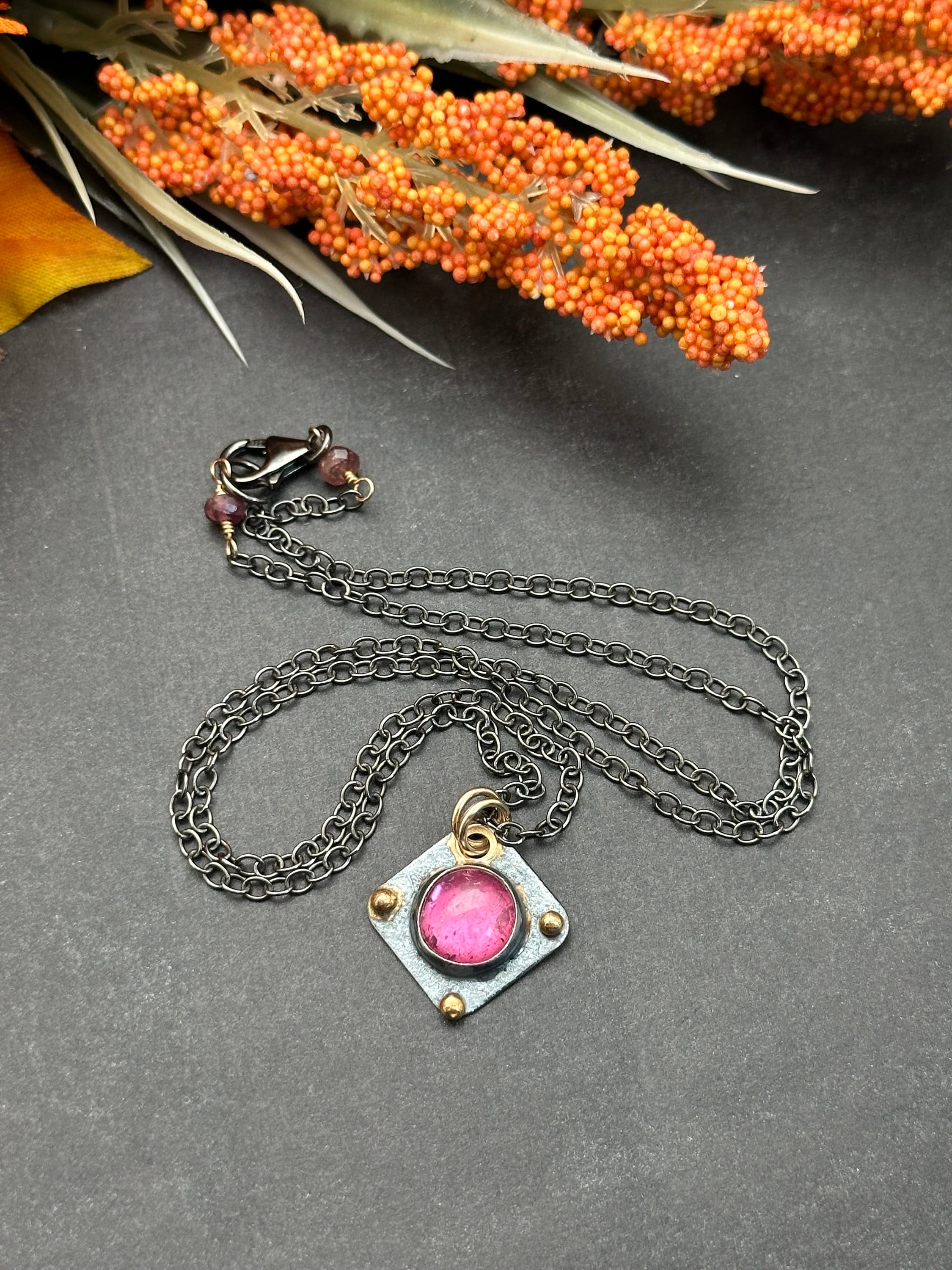 Dainty Pink Tourmaline Artisan Necklace