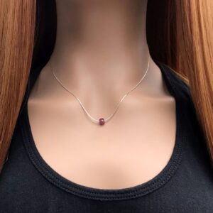 Dainty Pink Tourmaline Gemstone Necklace - Minimalist Jewelry Gift Idea For Her