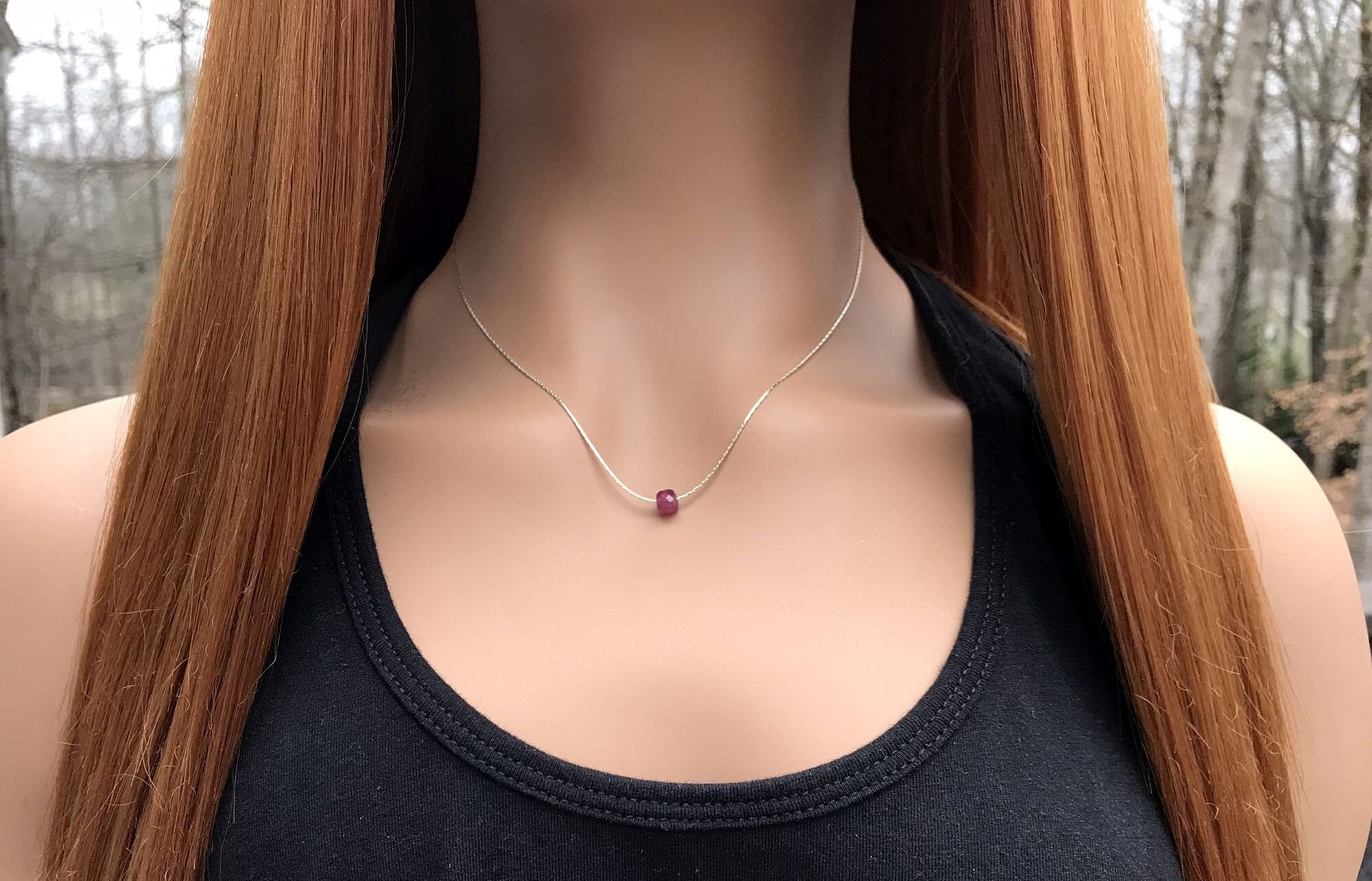 Dainty Pink Tourmaline Gemstone Necklace - Minimalist Jewelry Gift Idea For Her