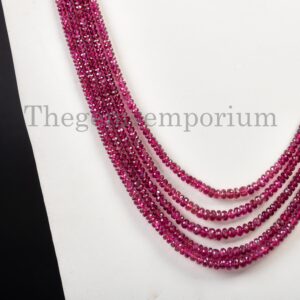 Extremely Rare Natural Pink Tourmaline Necklace, Tourmaline Faceted Rondelle Necklace, 3-5 mm Tourmaline Beaded Jewelry, Gemstone Necklace