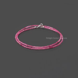 Pink Tourmaline Faceted Cube Beaded Necklace, Handmade