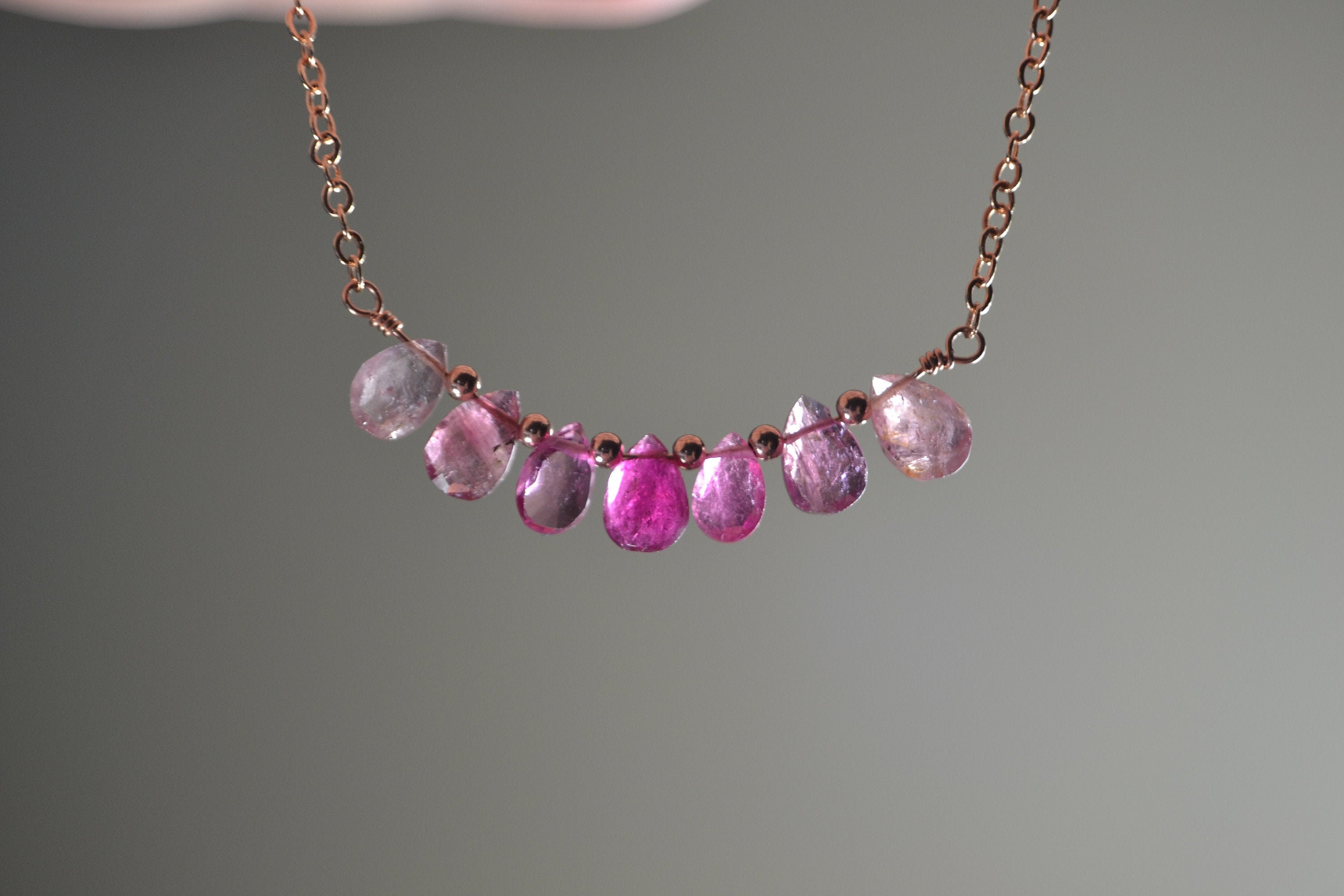 Pink Tourmaline Necklace In Sterling Silver, 14k Gold // October Birthstone, 8th Anniversary // Delicate Rubellite Tourmaline, Heart Chakra Pink Tourmaline Necklace In Sterling Silver, 14k Gold // October Birthstone, 8th Anniversary // Delicate Rubellite Tourmaline, Heart Chakra