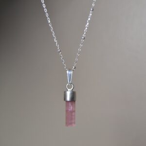 Pink Tourmaline Necklace In Sterling Silver // Raw Tourmaline Crystal // October Birthstone Jewelry // Minimalist // Bicolor Tourmaline