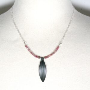Iron 6th Anniversary Necklace: Pink Tourmaline Sterling Silver Chain