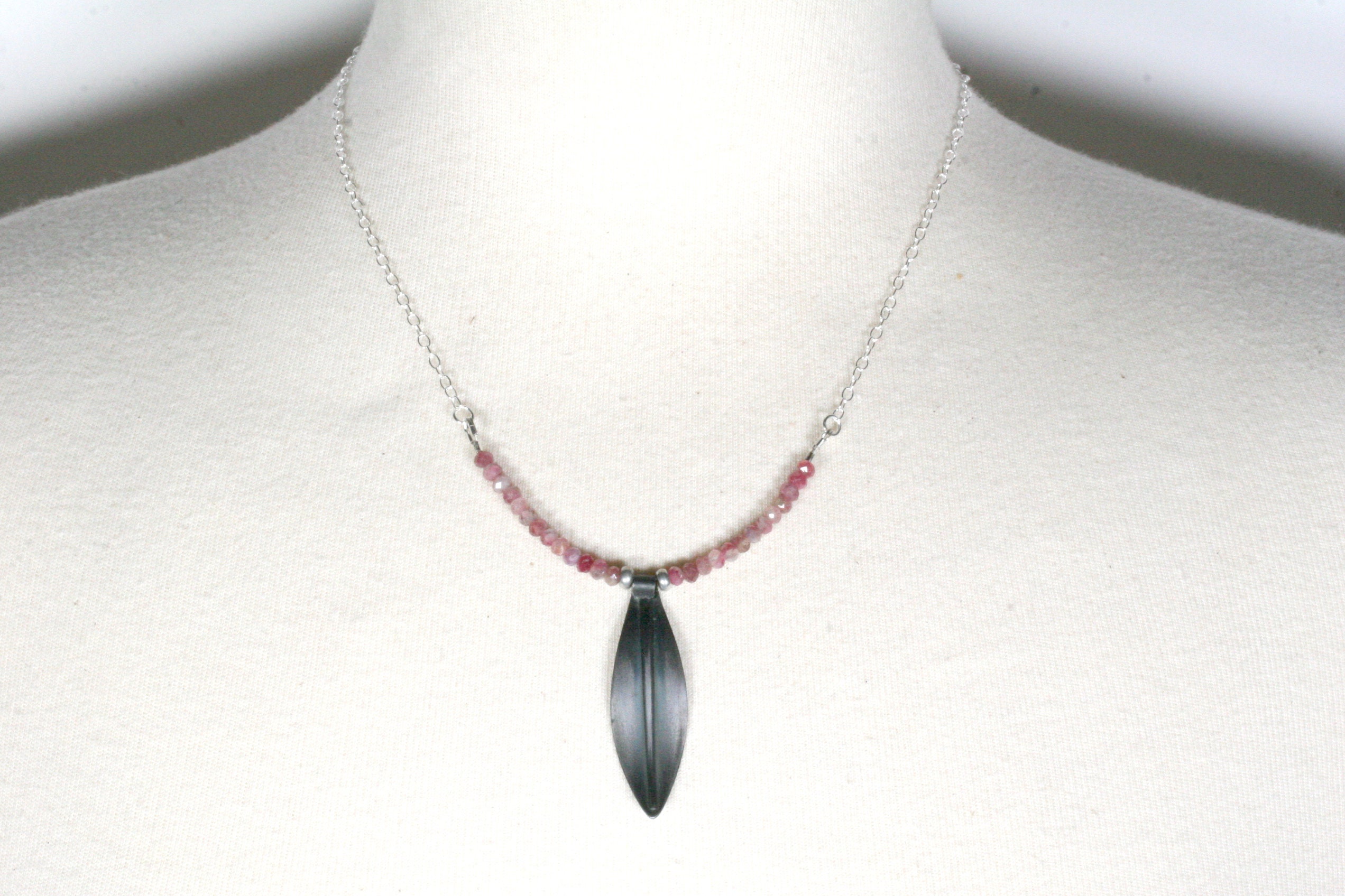 Iron 6th Anniversary Necklace: Pink Tourmaline Sterling Silver Chain
