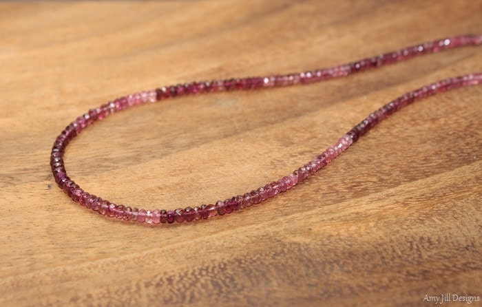 Pink Tourmaline Necklace, Pink Tourmaline Jewelry, Shaded, Ombre, October Birthstone Pink Tourmaline Necklace, Pink Tourmaline Jewelry, Shaded, Ombre, October Birthstone