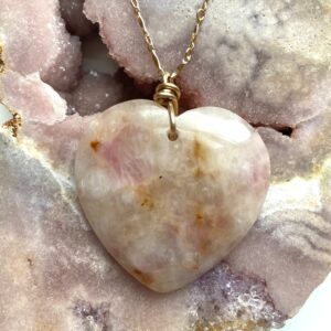 Large Pink Tourmaline Heart Necklace: October Birthstone, 14k Gold Filled