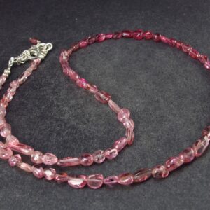 Lightweight Tumbled Pink Tourmaline Tiny Beads Necklace From Brazil - 19" - 8.2 Grams