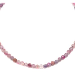 Pink Tourmaline Necklace Natural Earthy Solid Strand Dainty Small Sterling Silver 14k Gold Filled Micro Faceted 19 20 Inches Simple