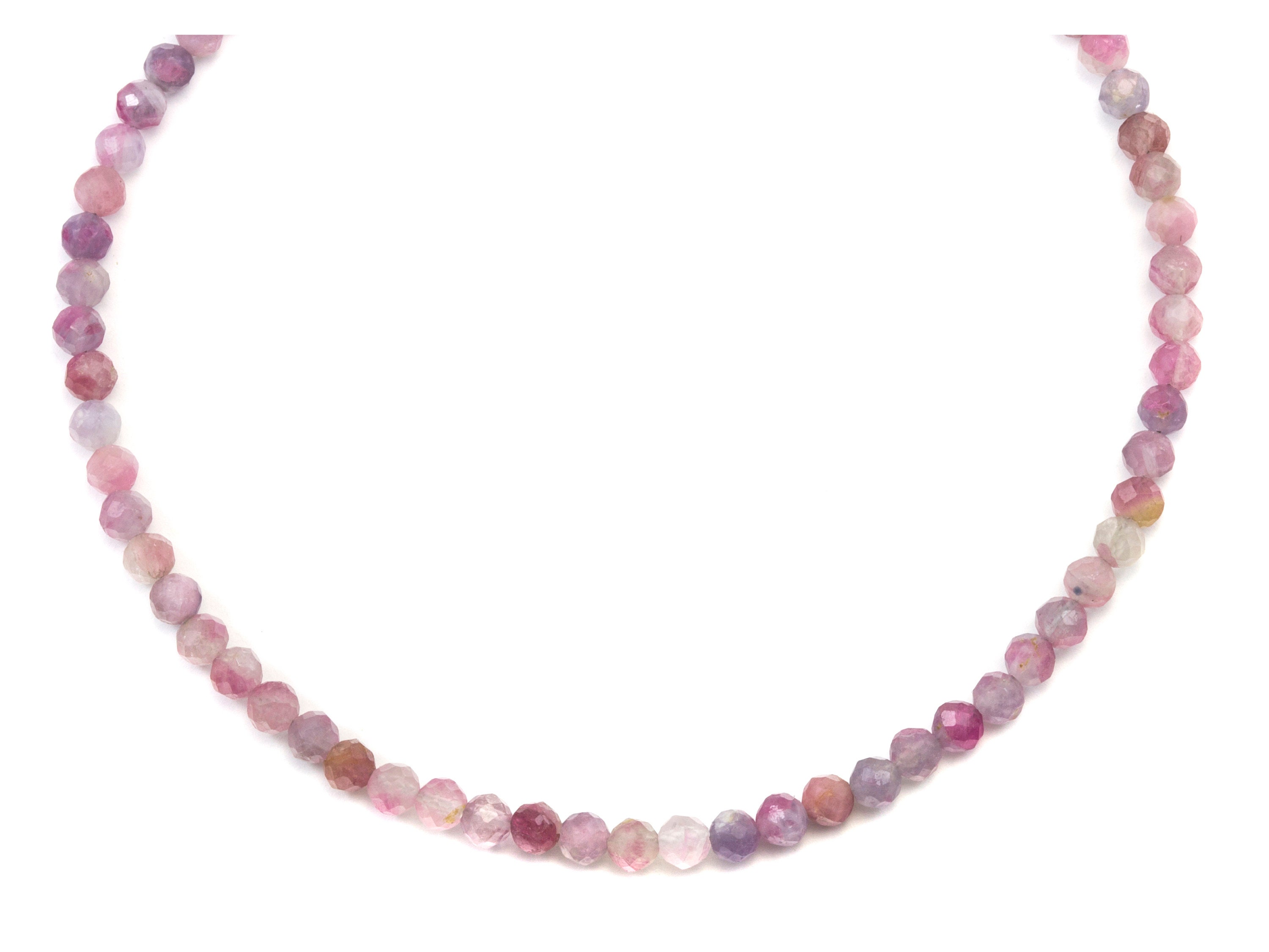 Pink Tourmaline Necklace Natural Earthy Solid Strand Dainty Small Sterling Silver 14k Gold Filled Micro Faceted 19 20 Inches Simple