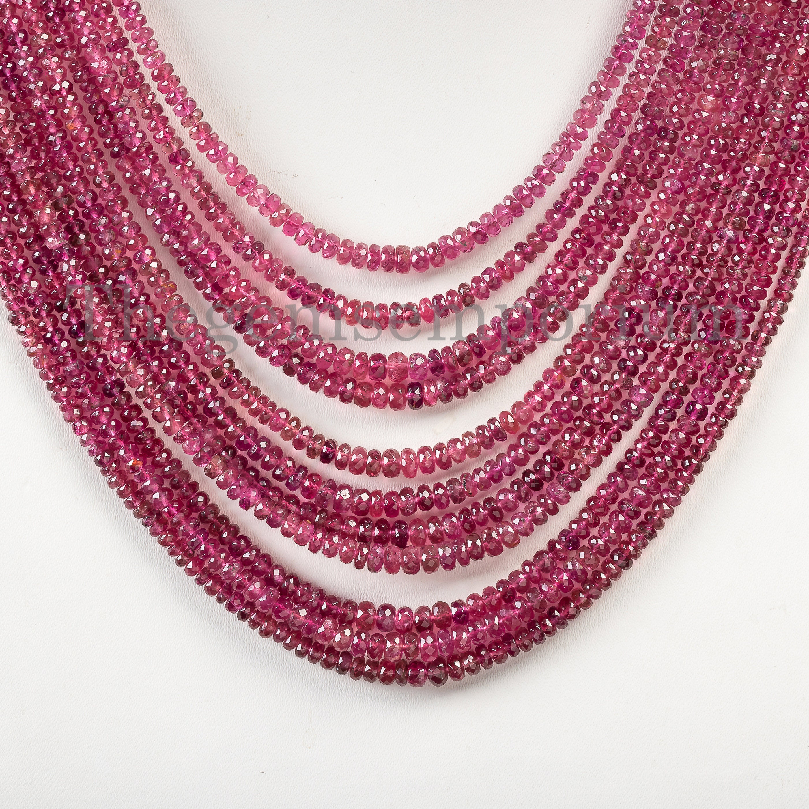 Rare! Pink Tourmaline Necklace, Tourmaline Faceted Rondelle Necklace,pink Tourmaline Beaded Necklace,3-5 Mm Beads Gemstone Necklace For Gift