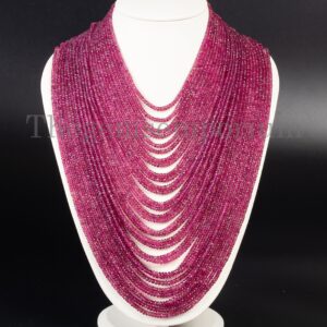 Rare Pink Tourmaline Layering Necklace, Faceted Rondelle Beads, Necklace for Women