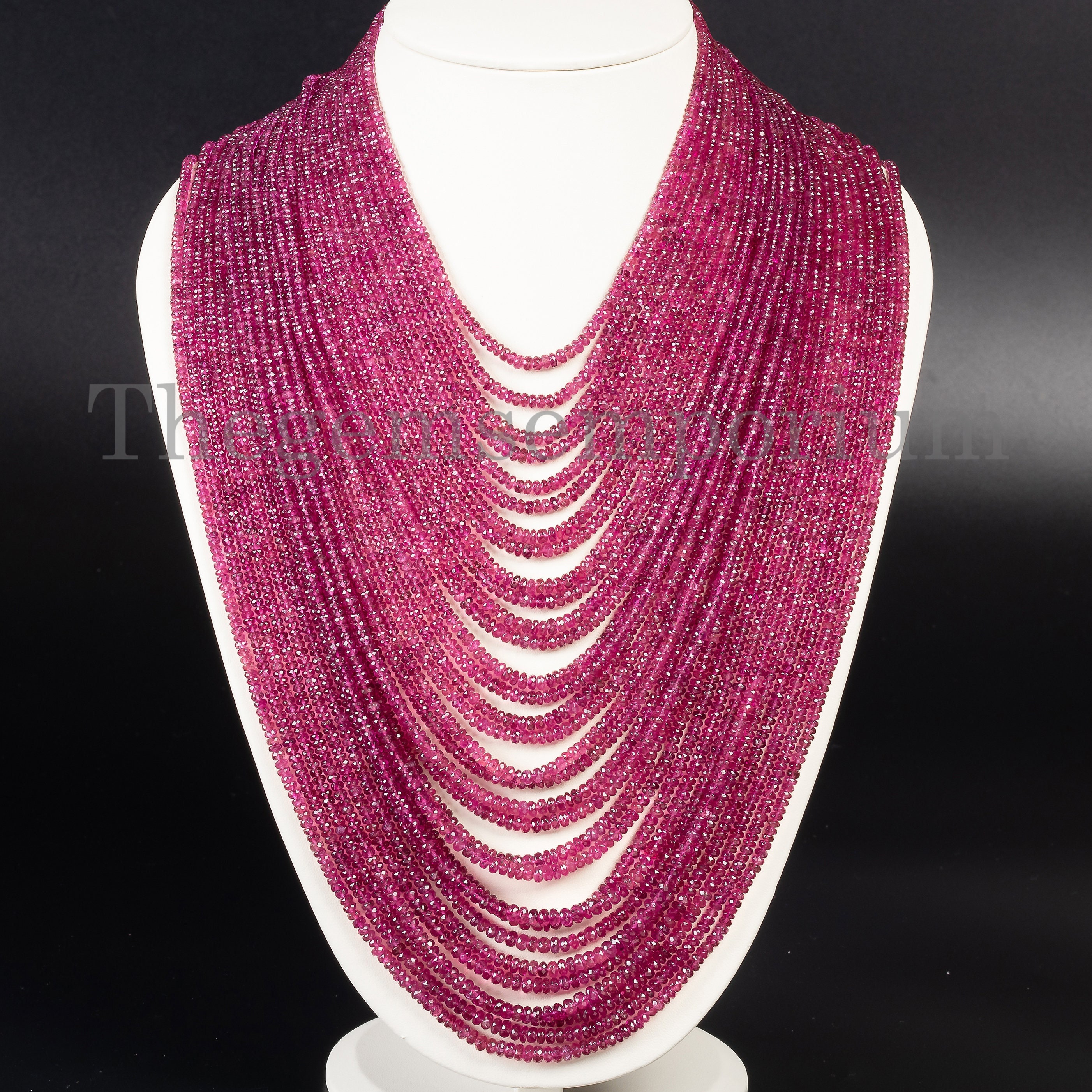 Rare Pink Tourmaline Layering Necklace, Faceted Rondelle Beads, Necklace For Women