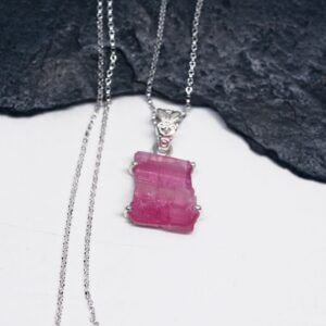Raspberry Crystal - Pink Tourmaline Crystal Sterling Silver Necklace