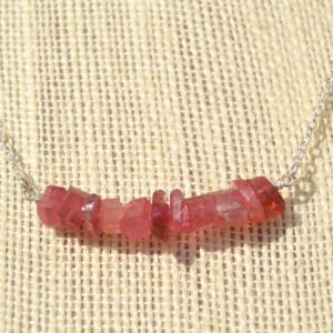 Raw Pink Tourmaline Necklace In Sterling Silver, 14k Gold // October Birthstone // 5th, 8th Anniversary // Genuine Tourmaline // Bohochic