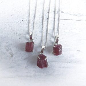Pink Tourmaline Necklace • Sterling Raw Tourmaline Necklace