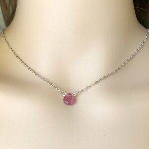 Pink Tourmaline Necklace: Sterling Silver Gemstone Choker