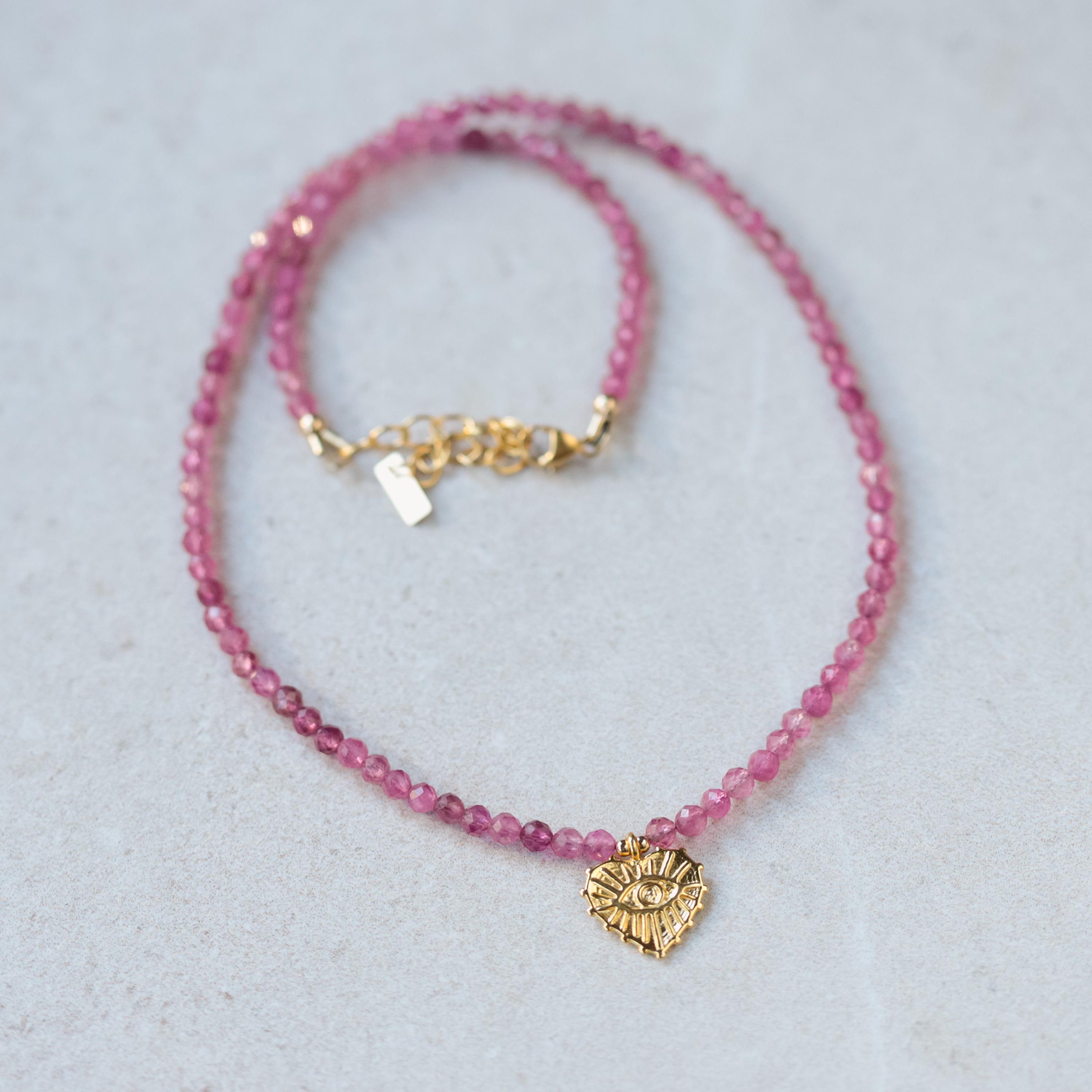 Stunning Pink Tourmaline Beaded Necklace | Pink Tourmaline | Pink Necklace | Pink Tourmaline Necklace | Beaded Necklace #0467