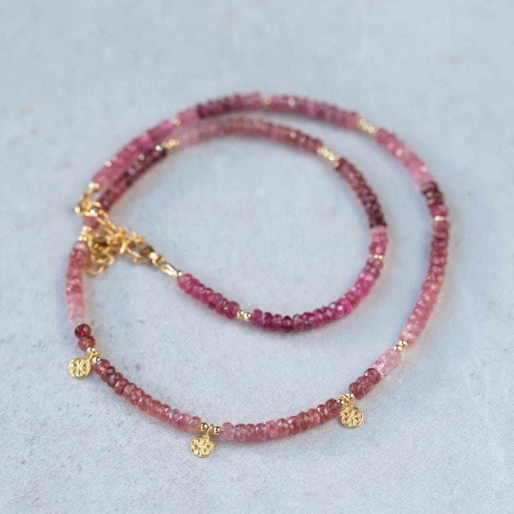 Stunning Pink Tourmaline Beaded Necklace | Pink Tourmaline | Pink Necklace [enpp1502] | Pink Tourmaline Necklace | Beaded Necklace