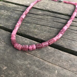 Stunning Pink Tourmaline Necklace, Rubellite Tube Beads Necklace, Rare Pink Tourmaline Collier, Vivid Pink Color, Special Collection Piece