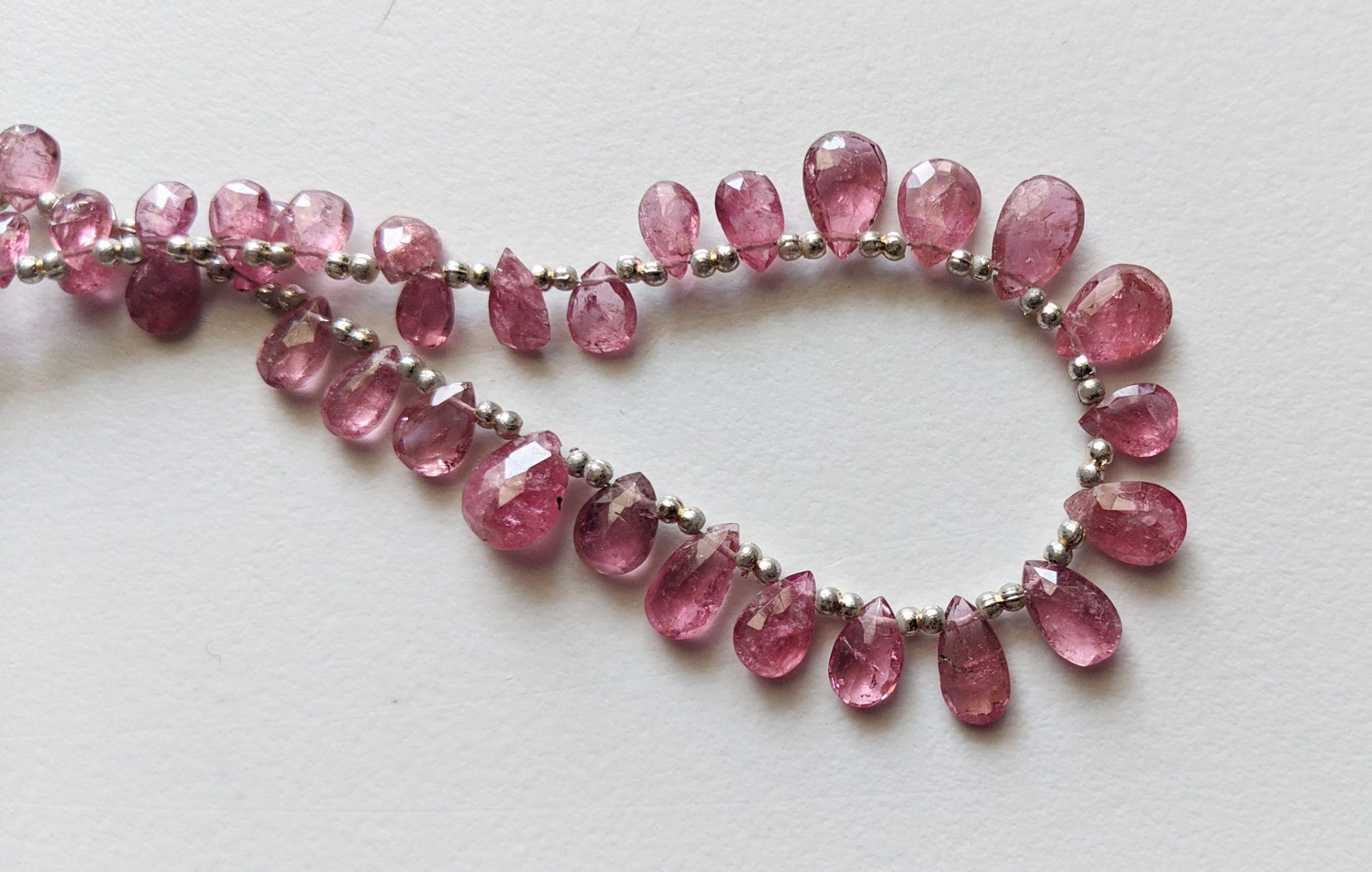 3.7x5-5.5x8mm Pink Tourmaline Faceted Pear Beads, Pink Tourmaline Faceted Gemstones, 3.5 Inches Tourmaline Pear Bead For Jewelry - Pga2202